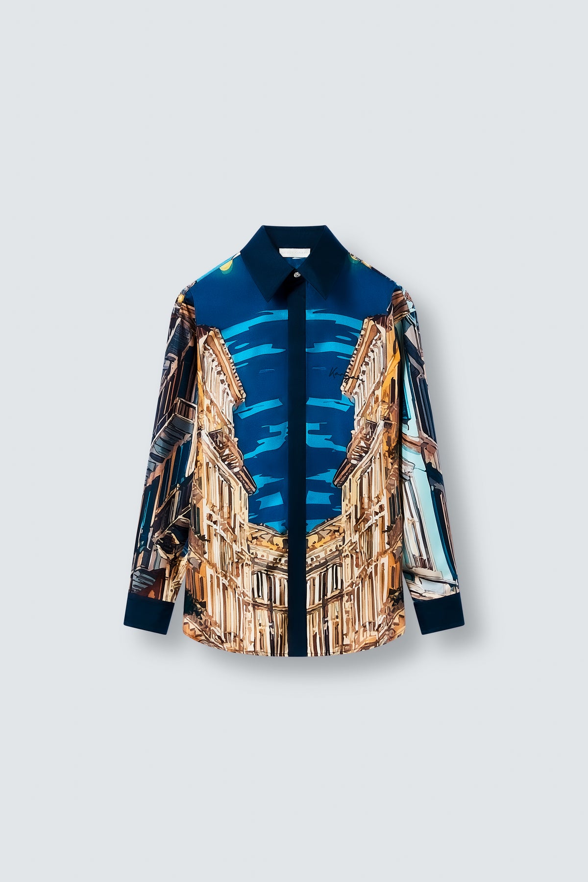 Via Montenapoleone Signature Oversized Silk Shirt by Maison Kargani