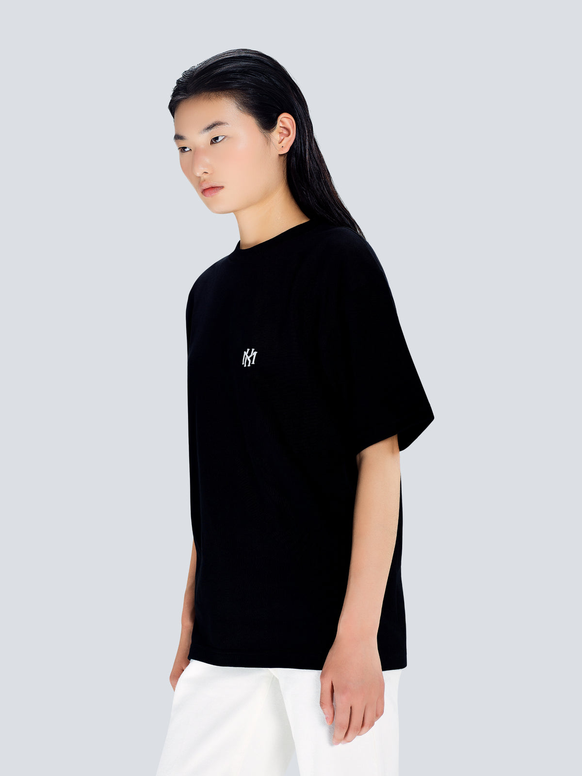 MK Monogram Oversized Cotton T-Shirt in Black by Maison Kargani