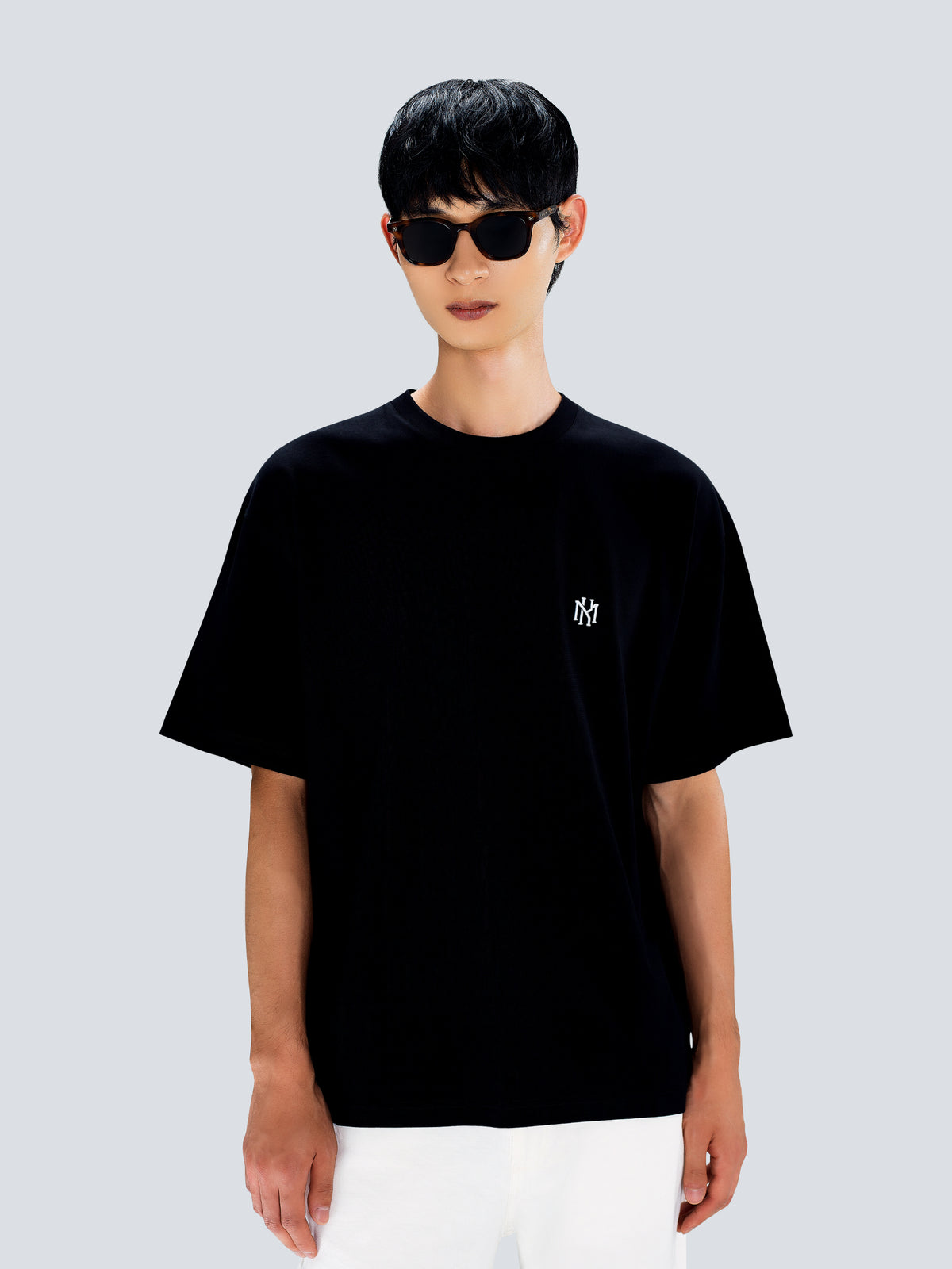 MK Monogram Oversized Cotton T-Shirt in Black by Maison Kargani