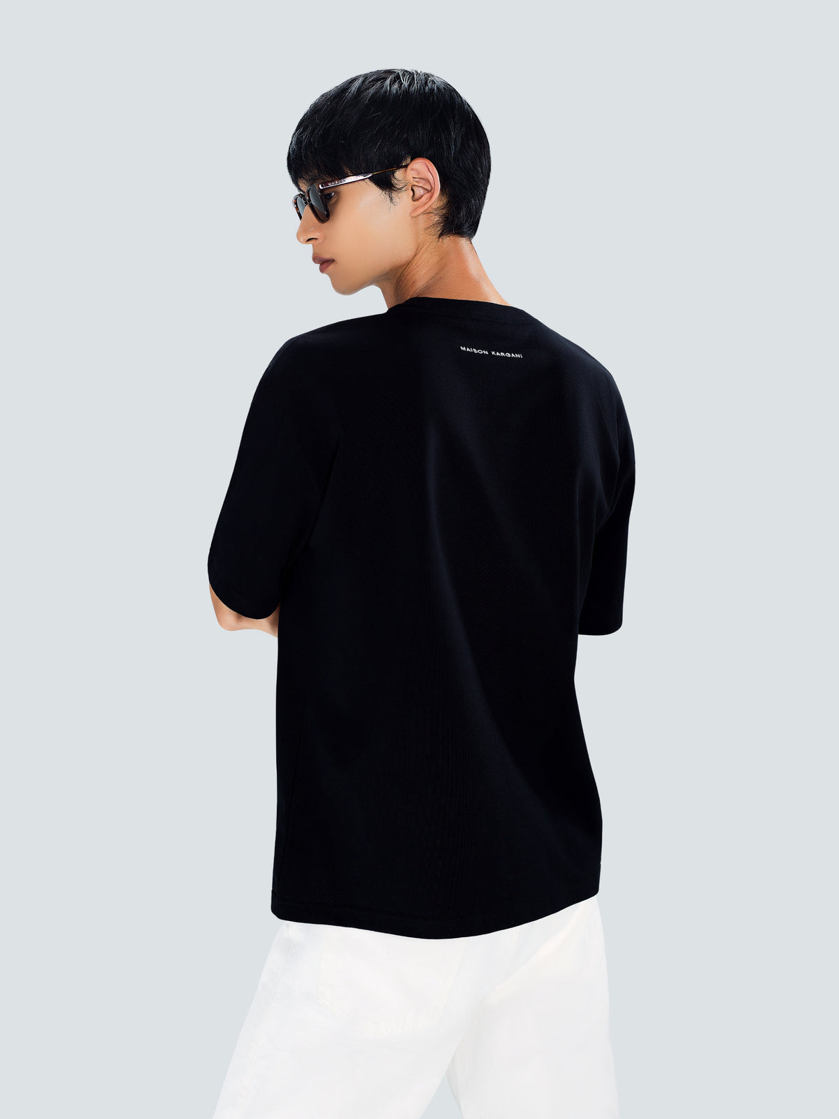 MK Monogram Oversized Cotton T-Shirt in Black by Maison Kargani