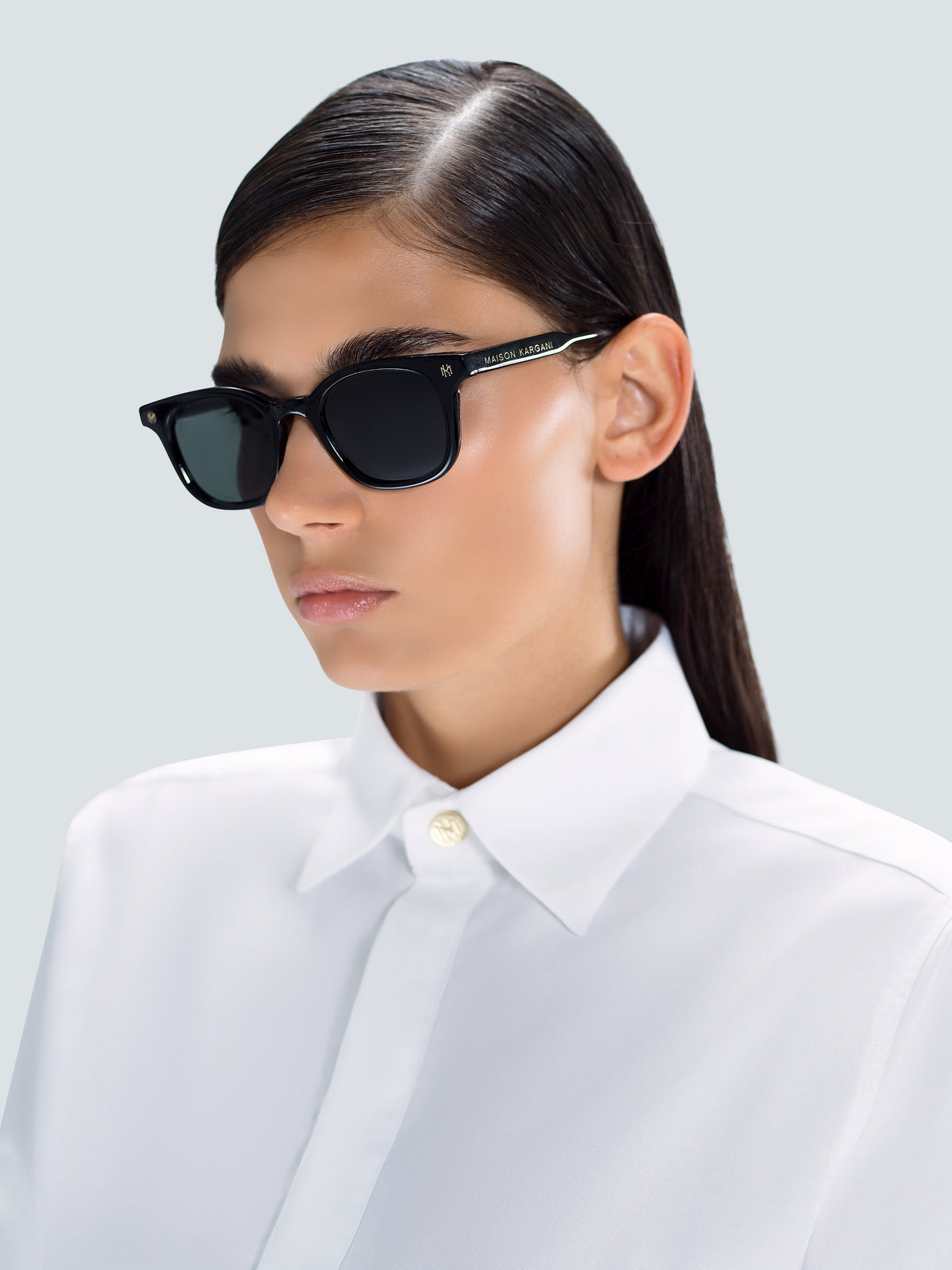 Via Montenapoleone 01 Sunglasses in Black and Gold by Maison Kargani