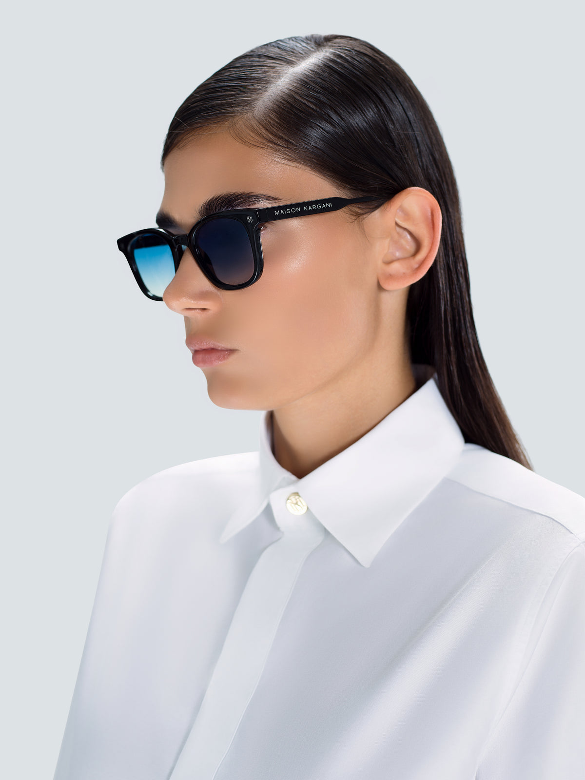 Via Montenapoleone 03 Sunglasses in Black and Silver by Maison Kargani