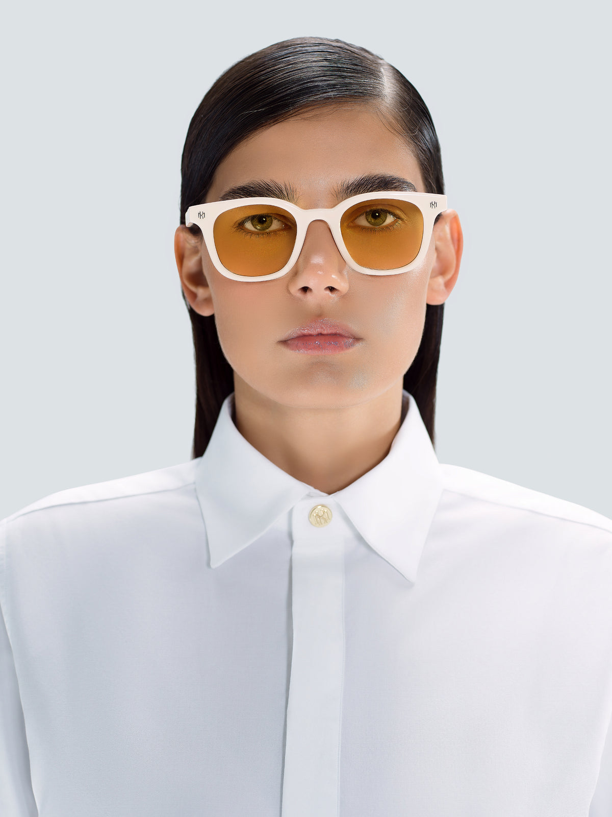 Via Montenapoleone 08 Sunglasses in Ivory and Gold by Maison Kargani