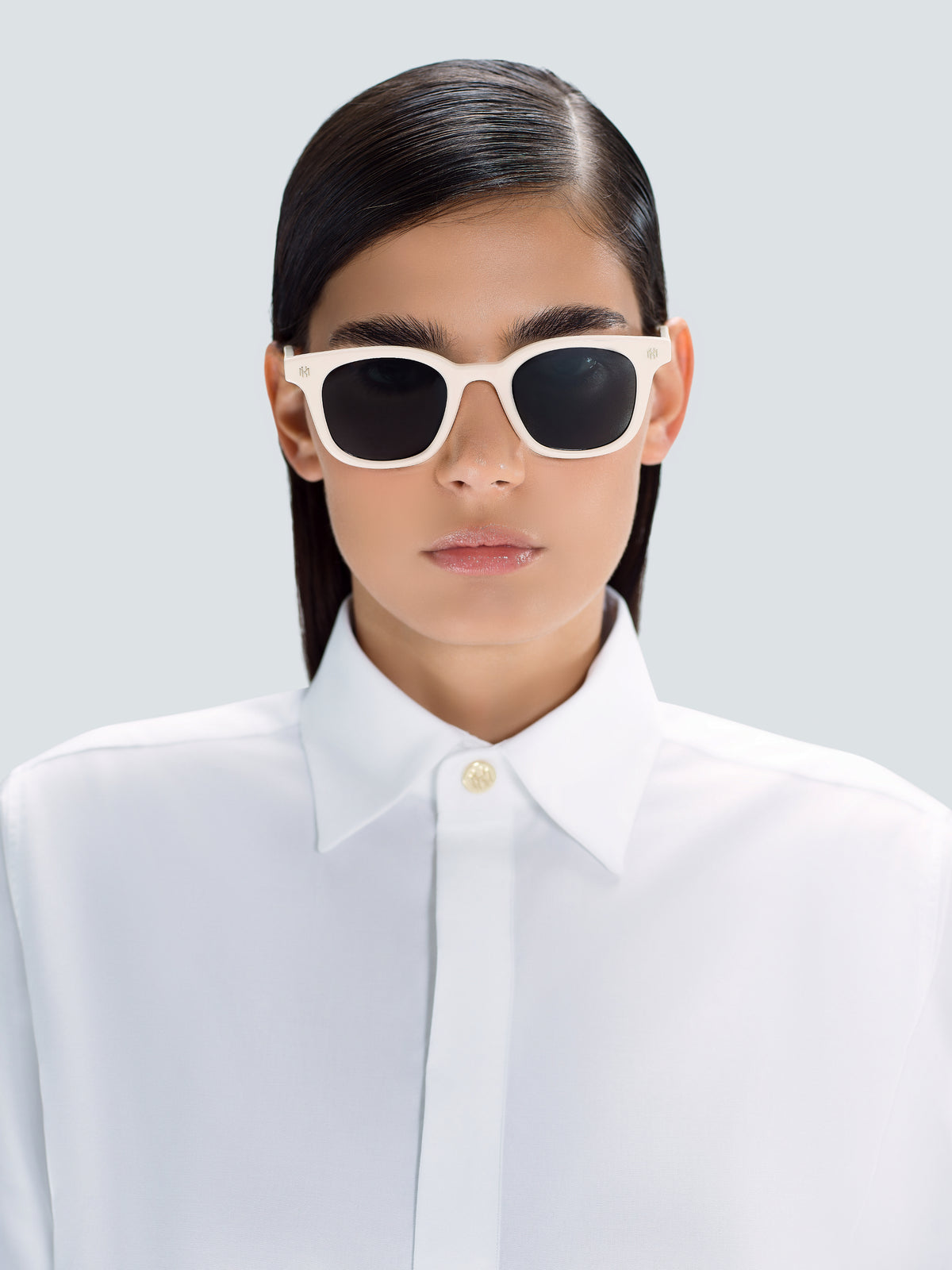 Via Montenapoleone 07 Sunglasses in Ivory and Gold by Maison Kargani