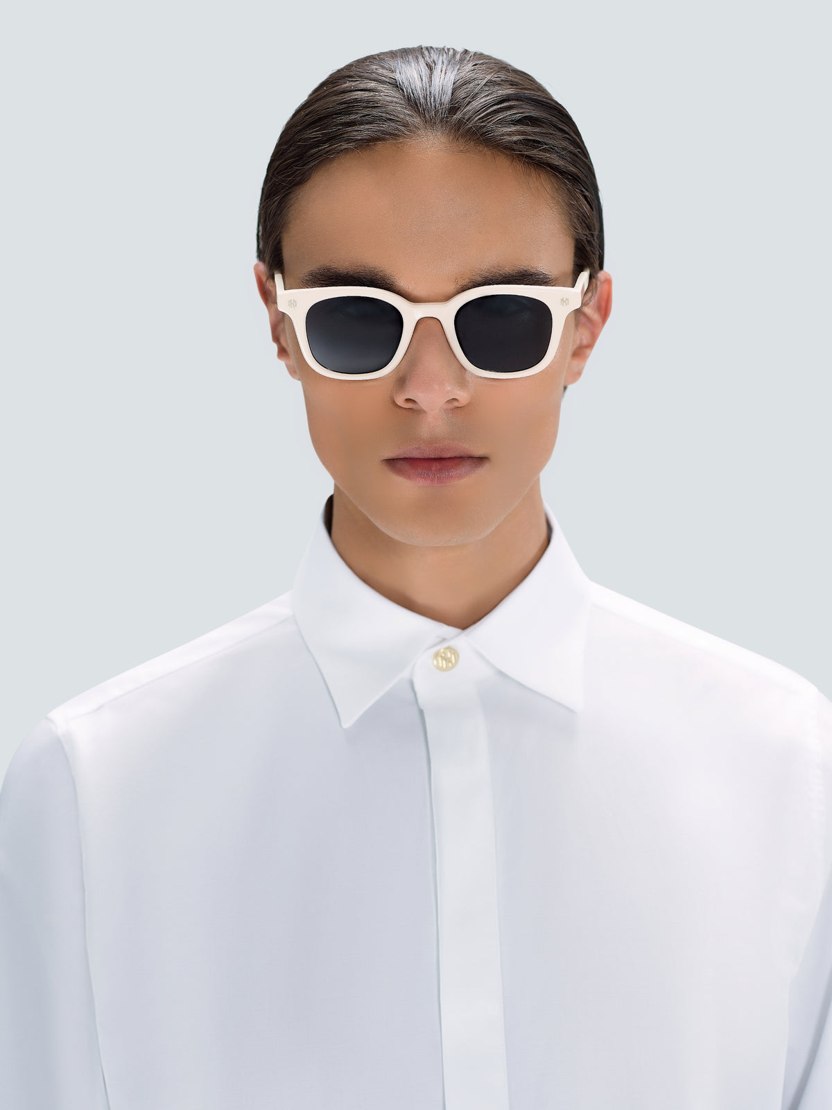 Via Montenapoleone 07 Sunglasses in Ivory and Gold by Maison Kargani