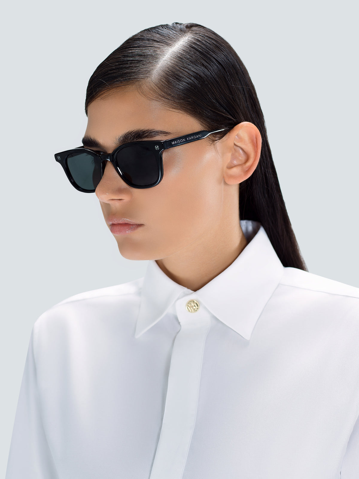 Via Montenapoleone 02 Sunglasses in Black and Silver by Maison Kargani