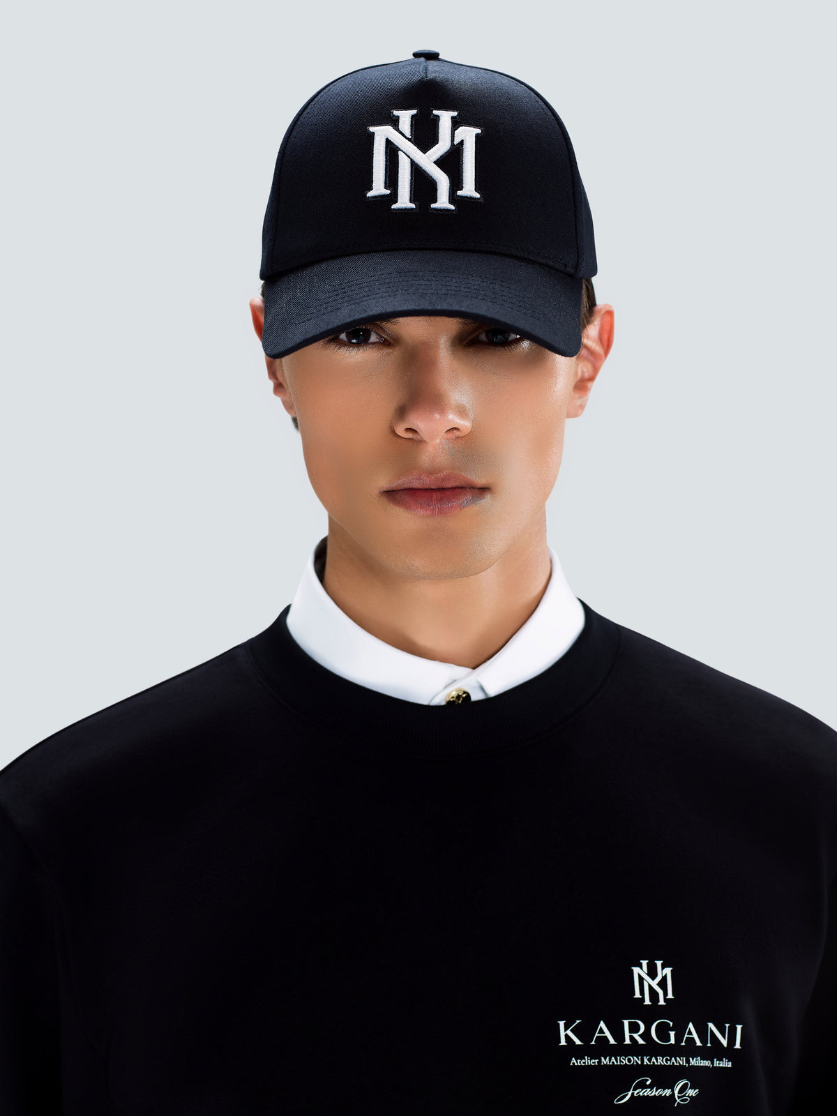 MK Monogram Cotton Twill Baseball Cap in Black by Maison Kargani