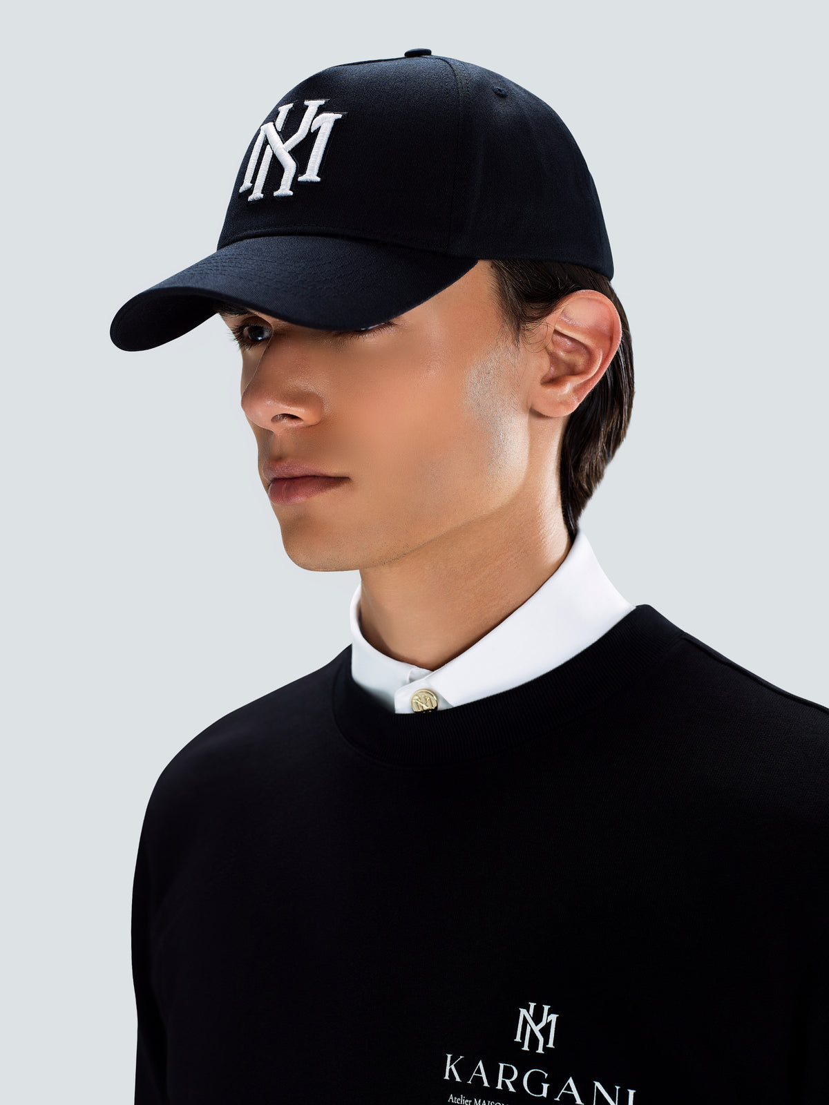 MK Monogram Cotton Twill Baseball Cap in Black by Maison Kargani