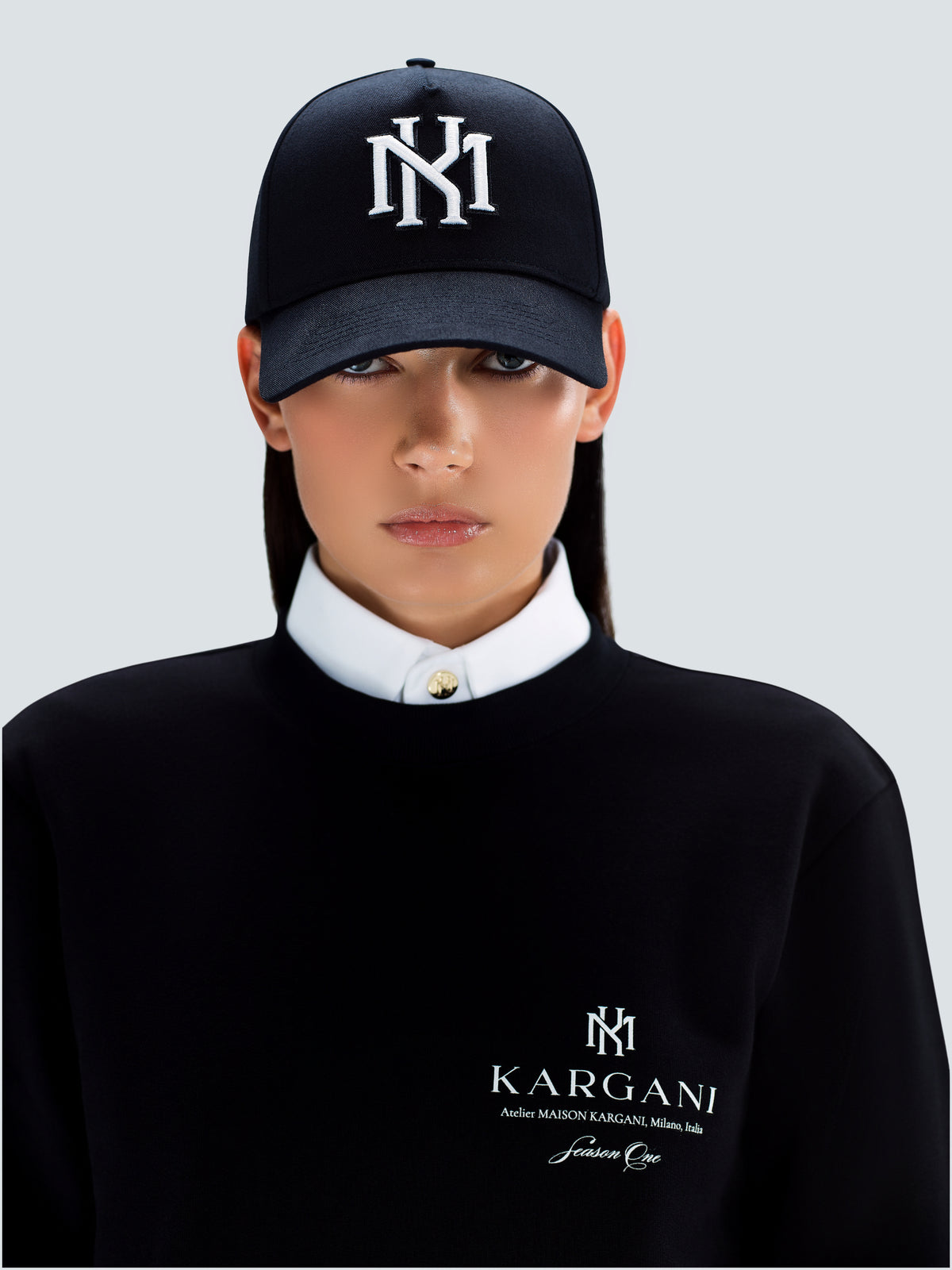 MK Monogram Cotton Twill Baseball Cap in Black by Maison Kargani