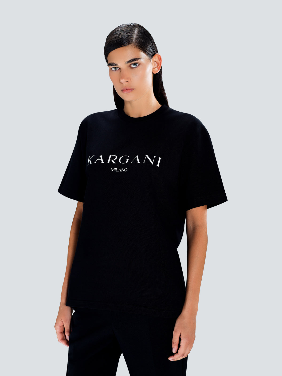 Kargani Milano Oversized Cotton T-Shirt in Black by Maison Kargani
