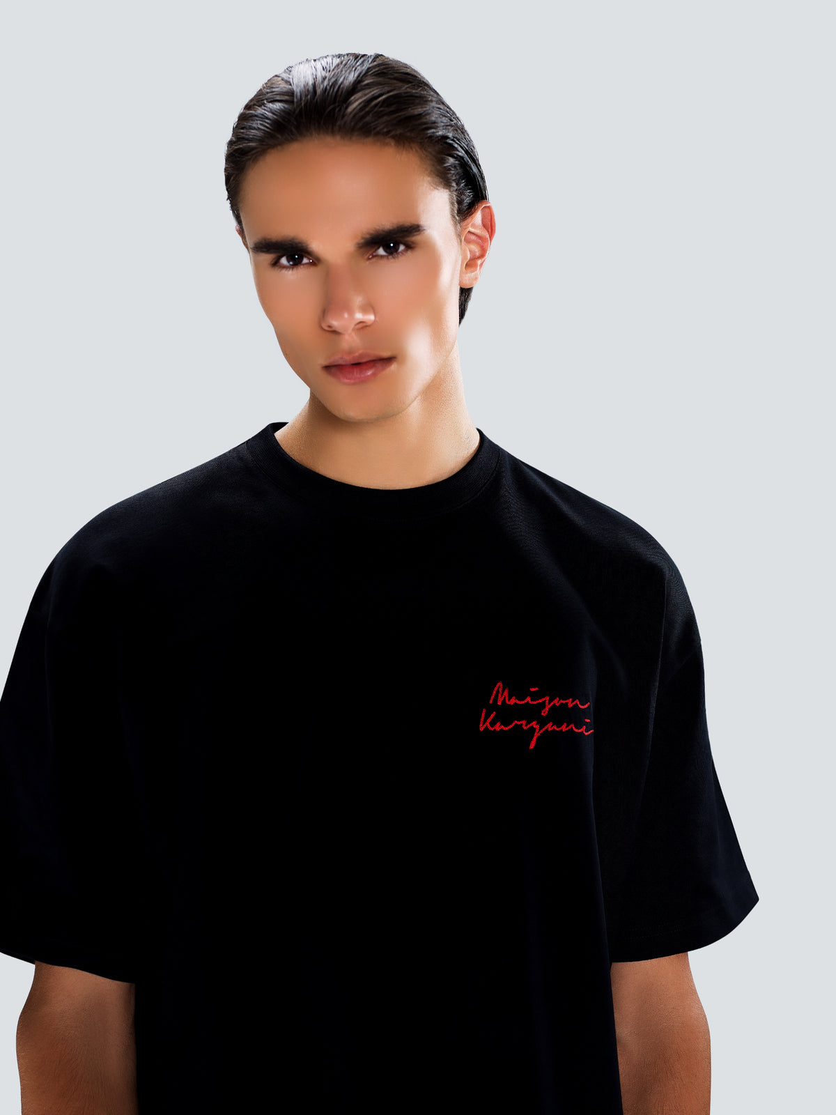 Signature Oversized Cotton T-Shirt in Black by Maison Kargani