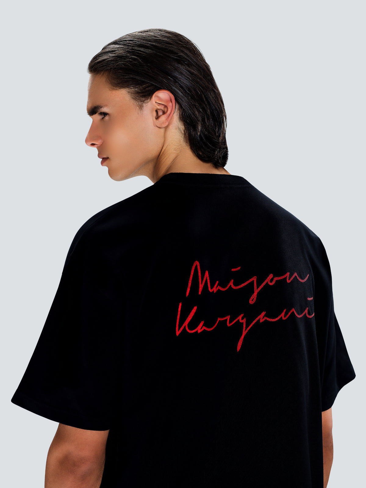 Signature Oversized Cotton T-Shirt in Black by Maison Kargani