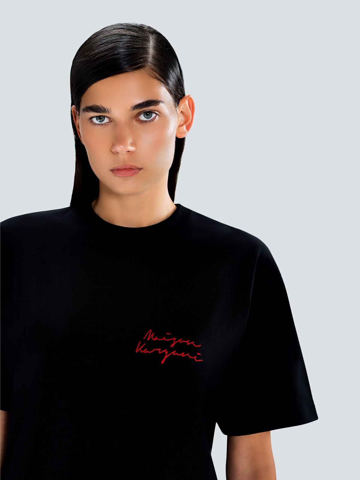 Signature Oversized Cotton T-Shirt in Black by Maison Kargani