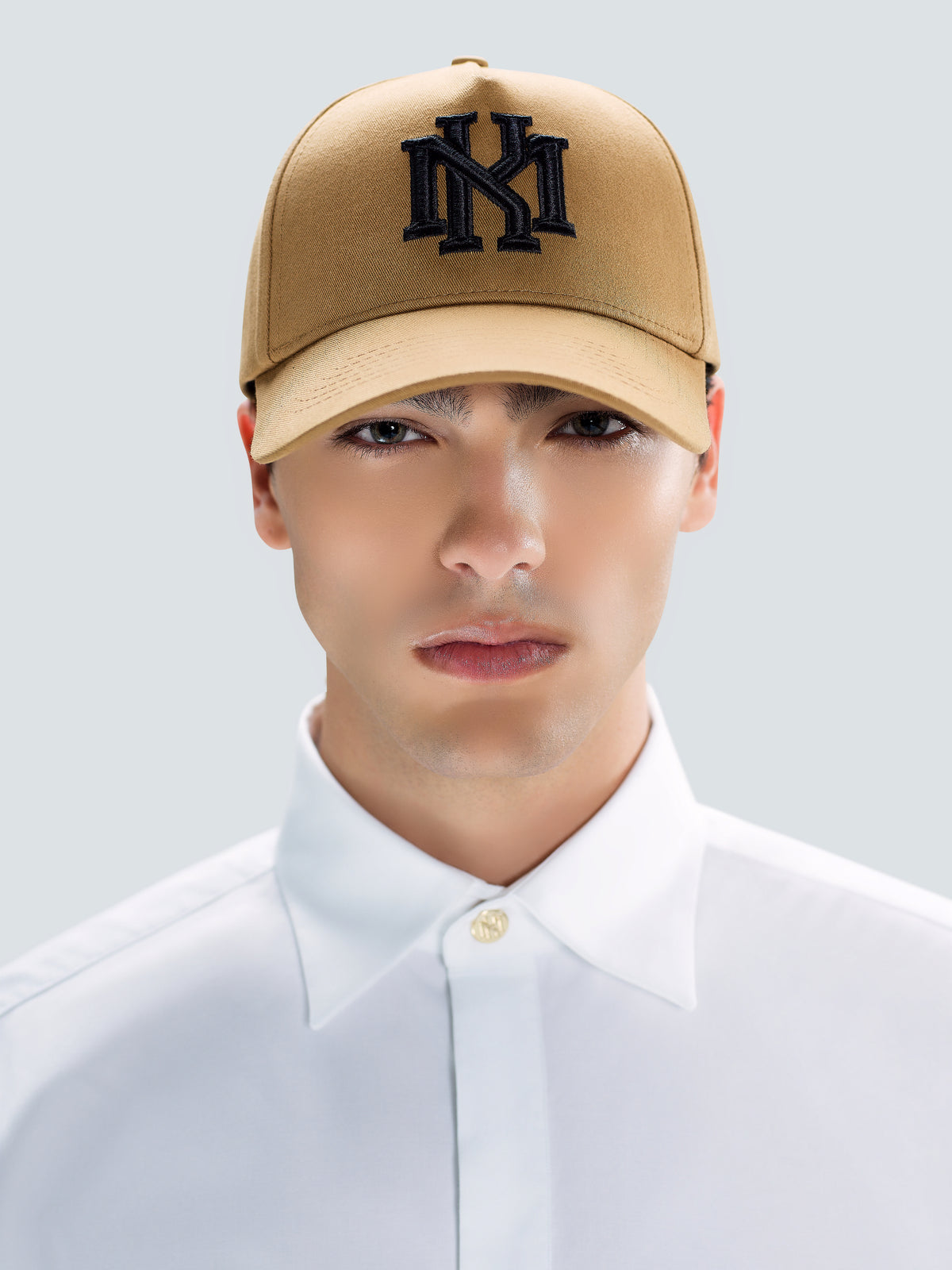 MK Monogram Cotton Twill Baseball Cap in Camel by Maison Kargani