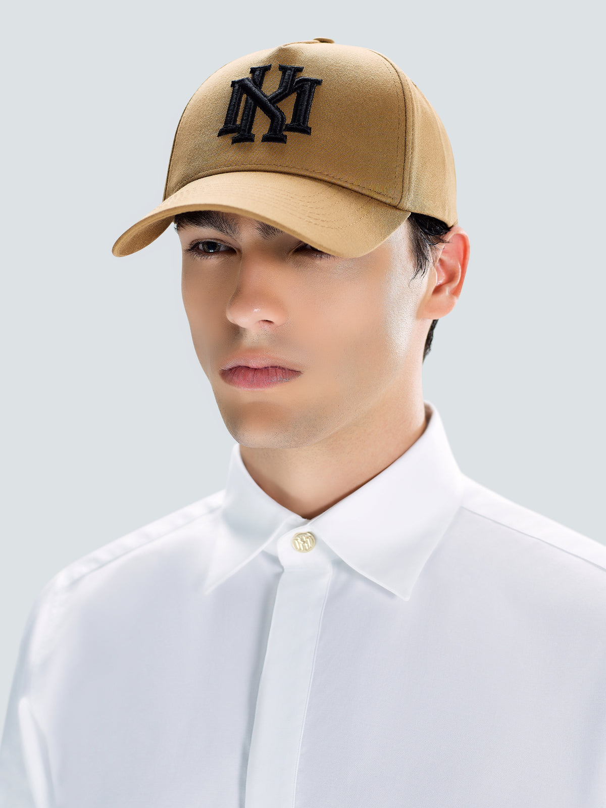 MK Monogram Cotton Twill Baseball Cap in Camel by Maison Kargani