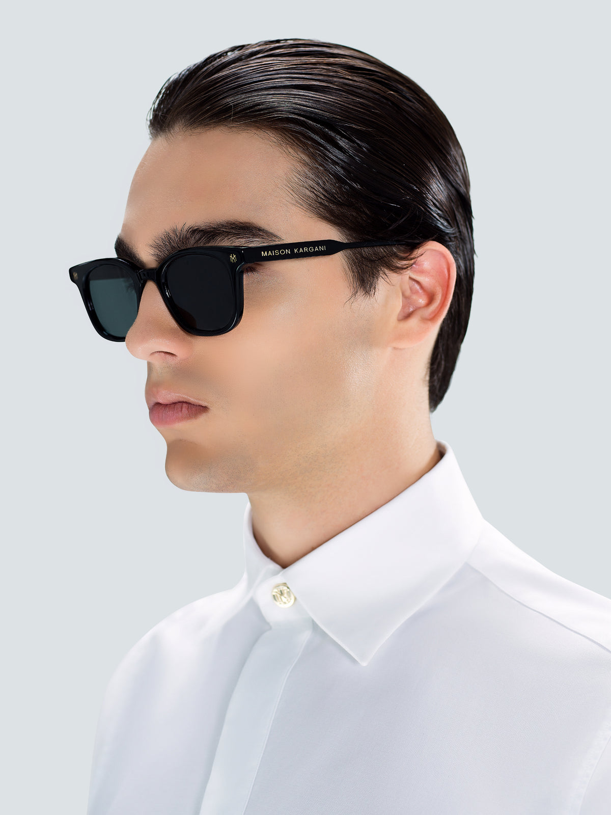 Via Montenapoleone 01 Sunglasses in Black and Gold by Maison Kargani