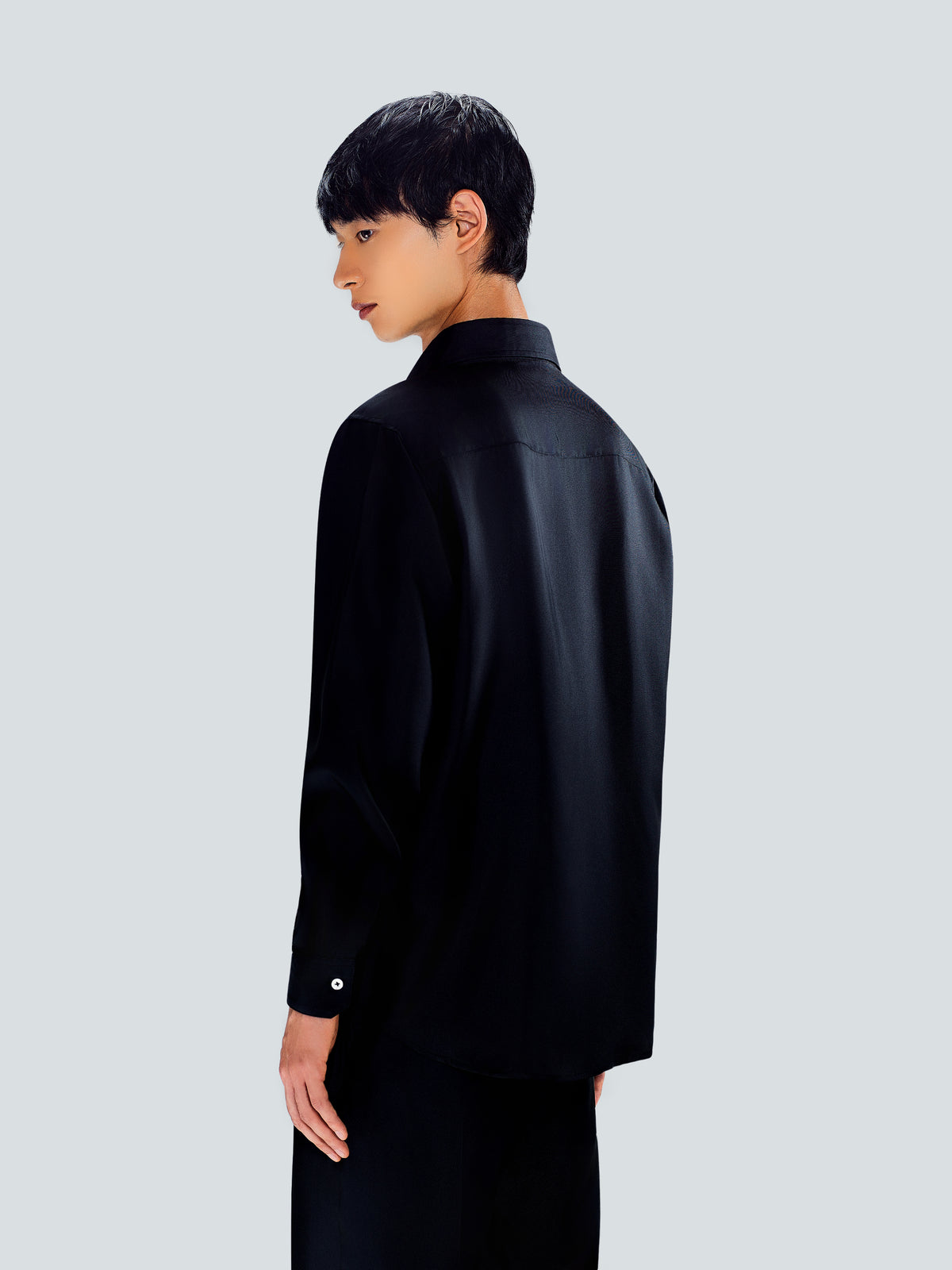 Tailored Silk Shirt in Black by Maison Kargani