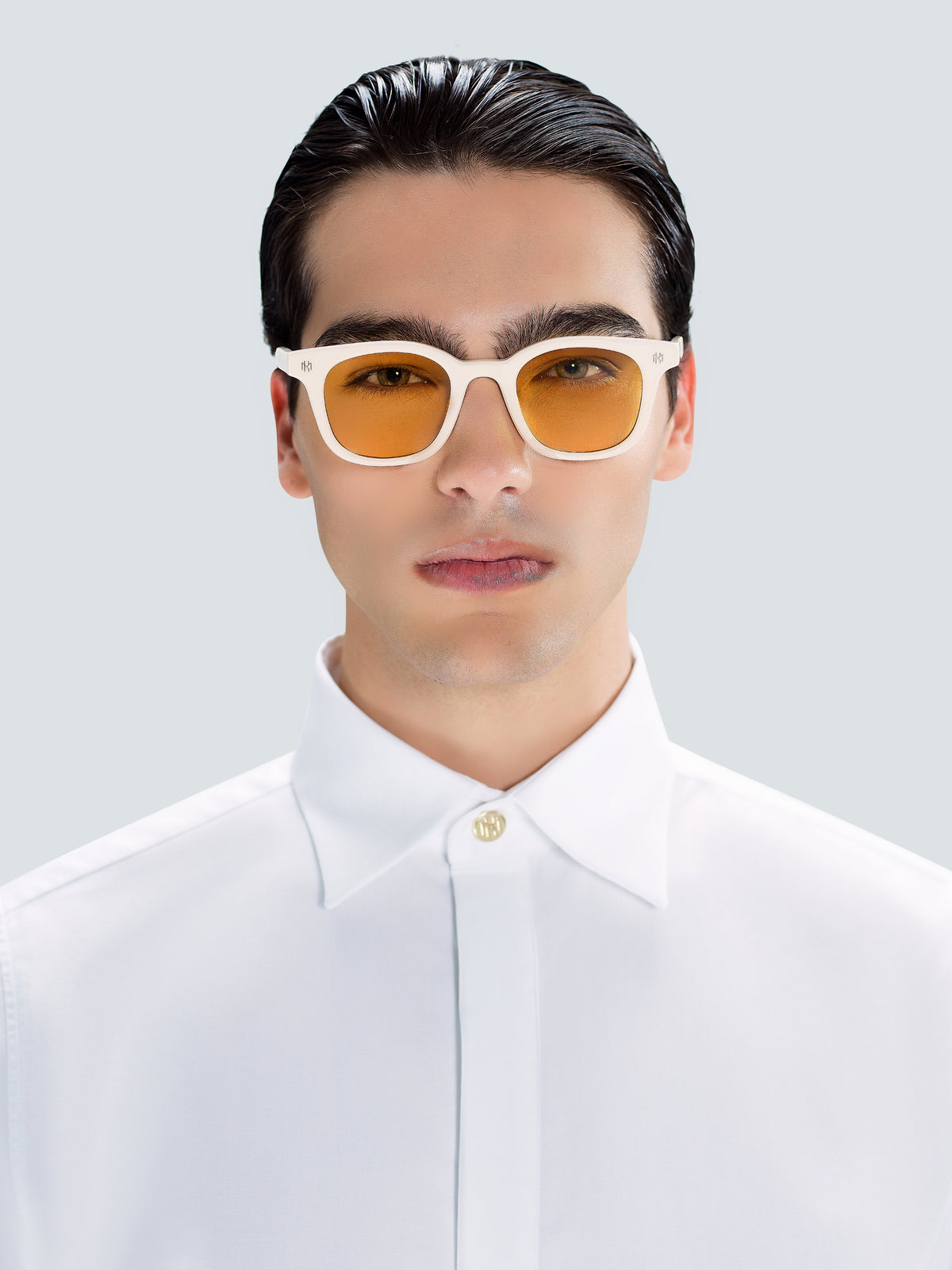 Via Montenapoleone 08 Sunglasses in Ivory and Gold by Maison Kargani