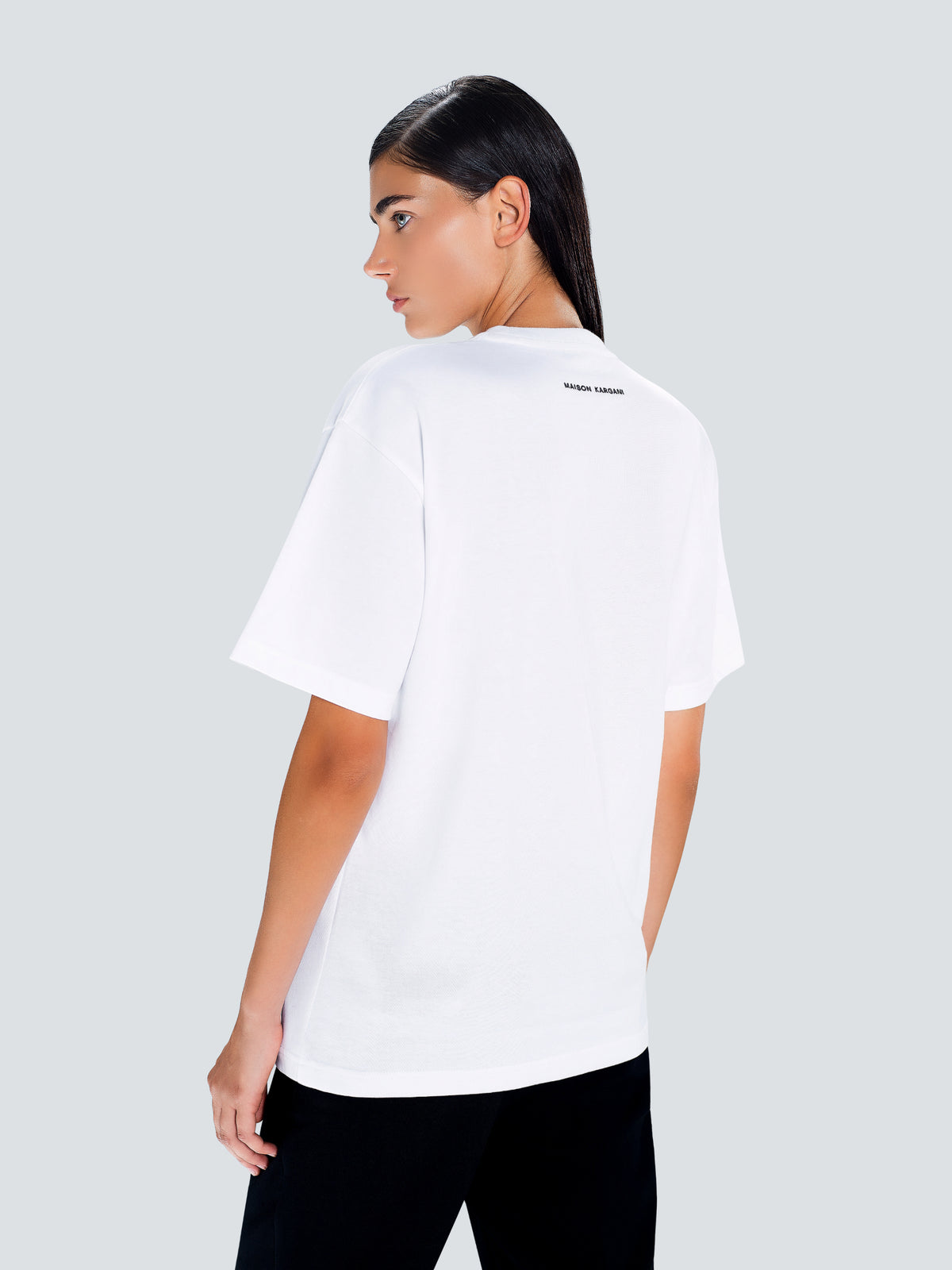 MK Monogram Oversized Cotton T-Shirt in White by Maison Kargani