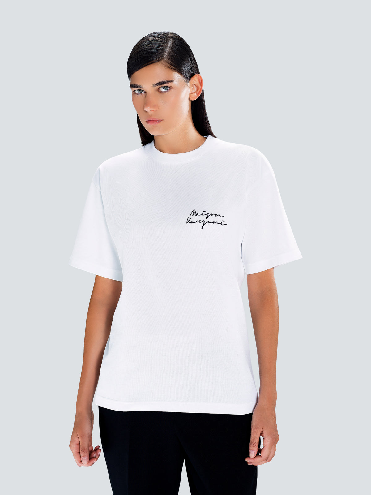 Signature Oversized Cotton T-Shirt in White by Maison Kargani