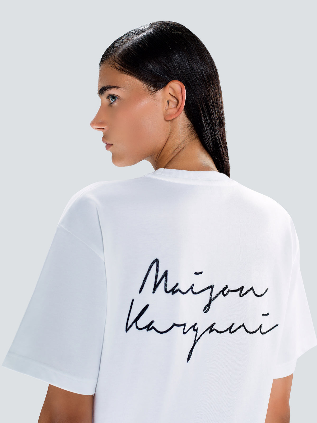 Signature Oversized Cotton T-Shirt in White by Maison Kargani