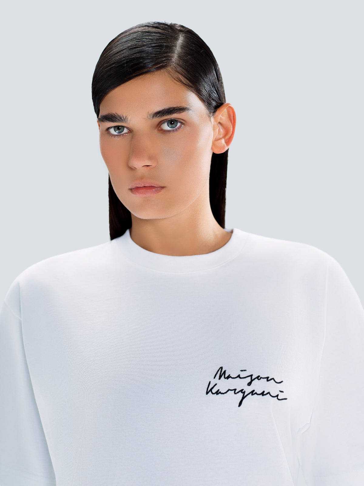 Signature Oversized Cotton T-Shirt in White by Maison Kargani