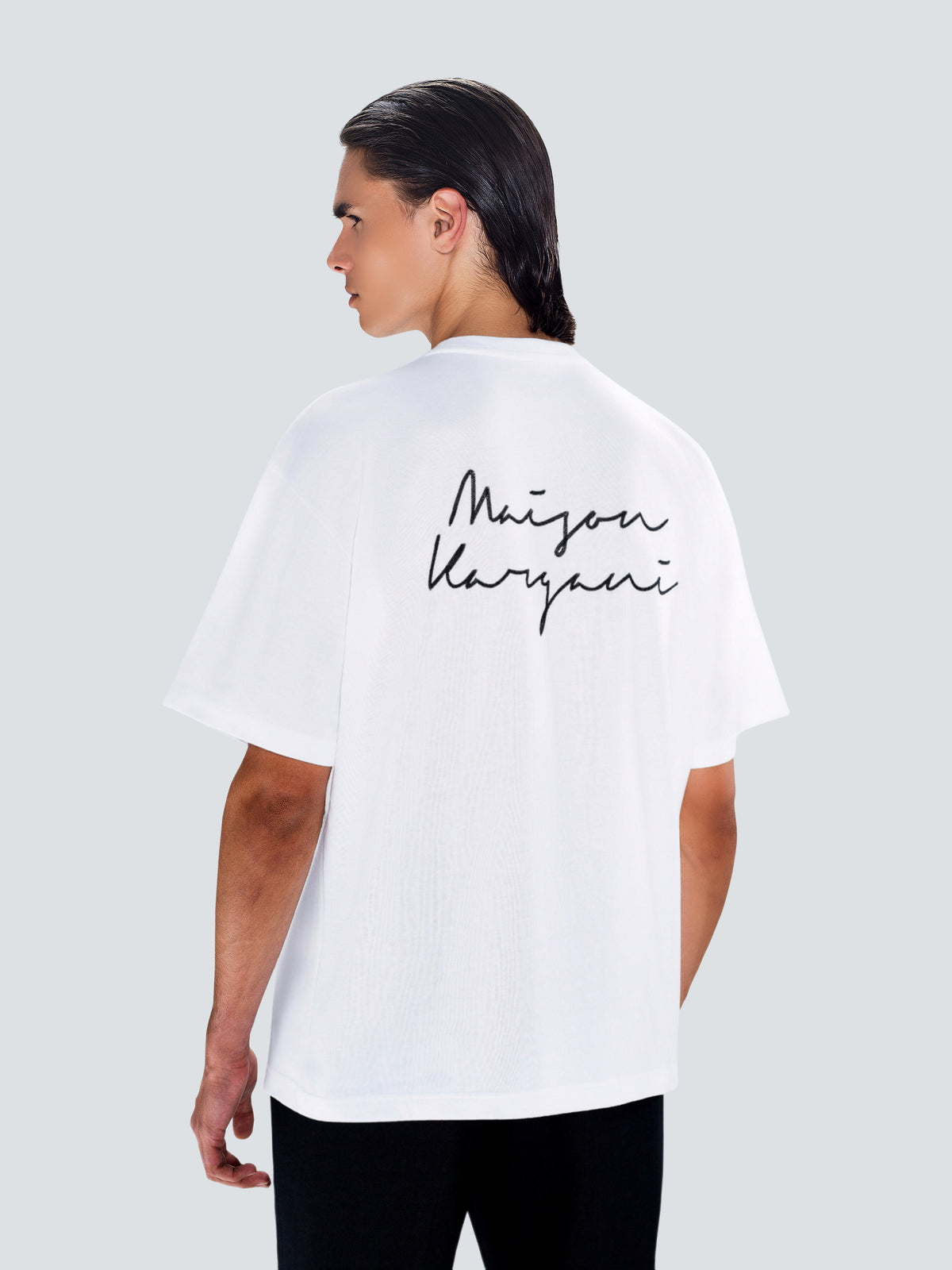 Signature Oversized Cotton T-Shirt in White by Maison Kargani