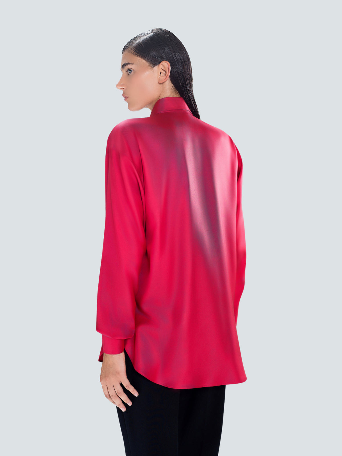 Oversized Silk Shirt in Red by Maison Kargani