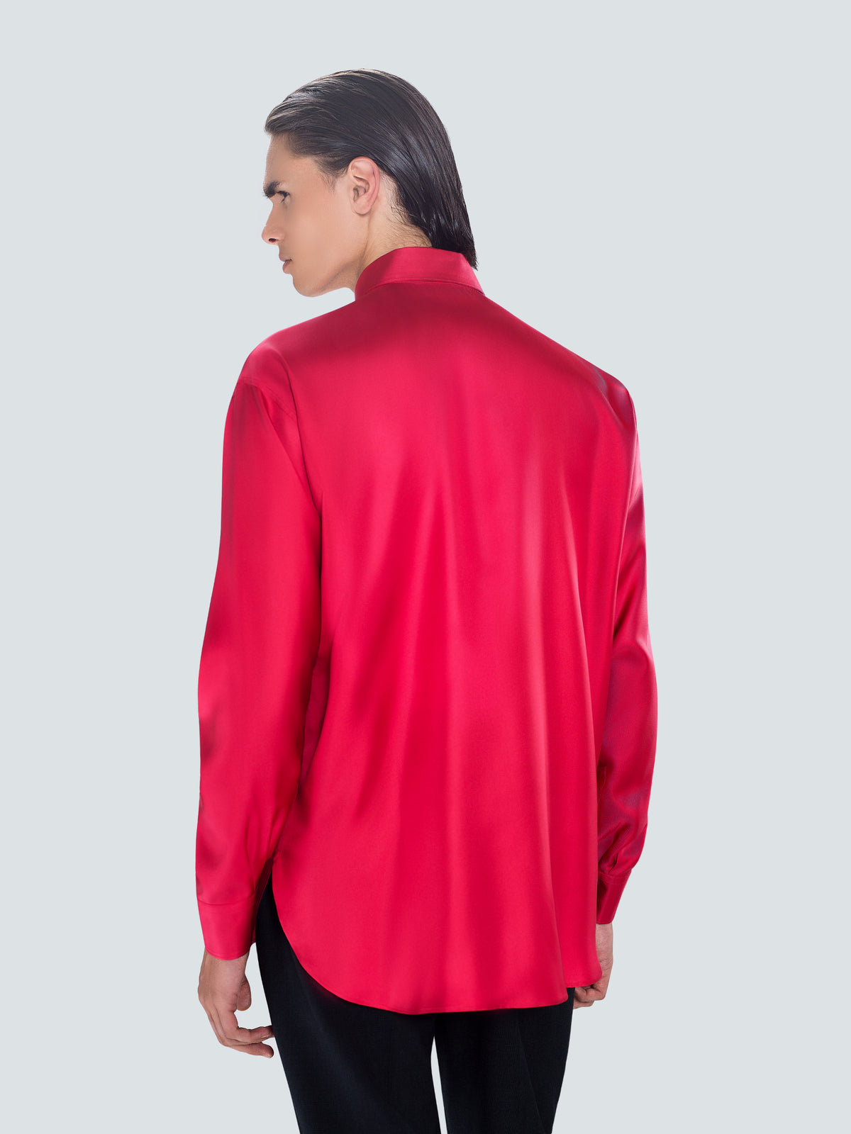 Oversized Silk Shirt in Red by Maison Kargani