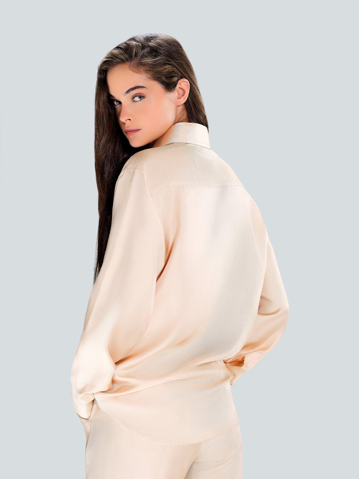 Tailored Silk Shirt in Champagne by Maison Kargani