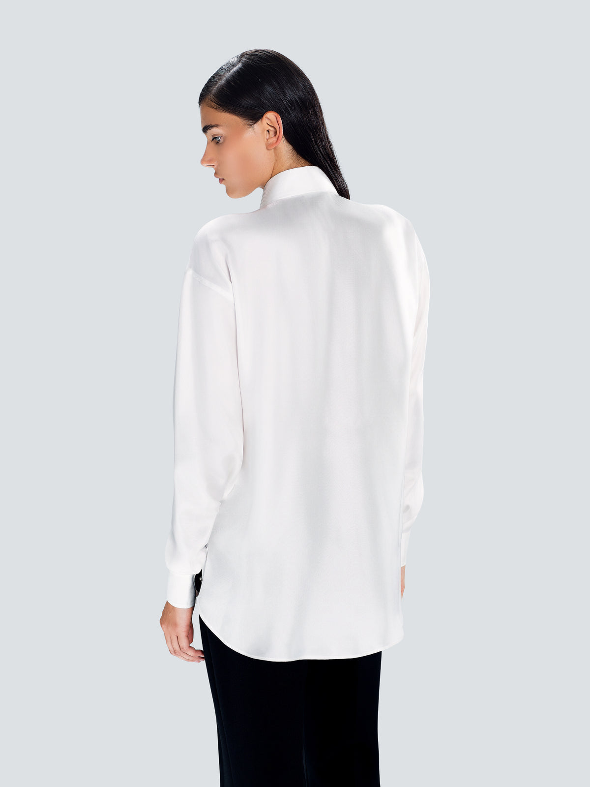 Oversized Silk Shirt in White by Maison Kargani