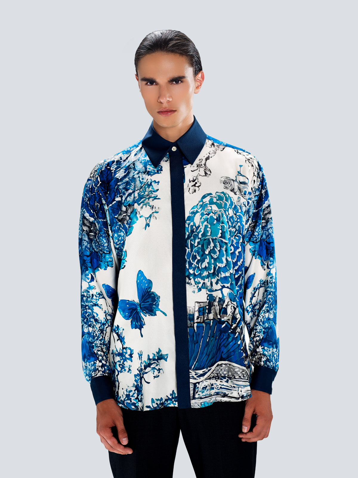 Portrait of Geisha Signature Oversized Silk Shirt by Maison Kargani