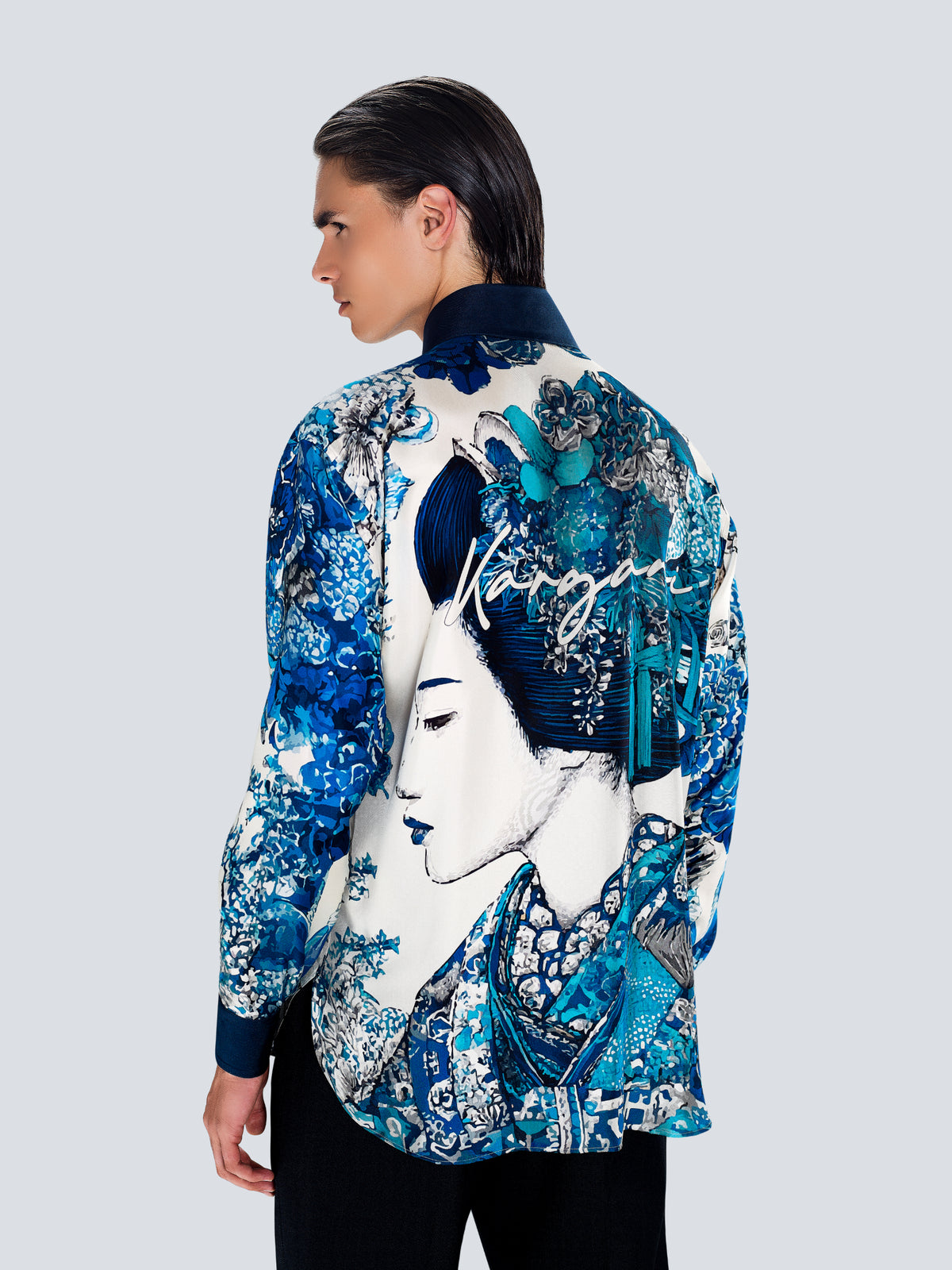 Portrait of Geisha Signature Oversized Silk Shirt by Maison Kargani