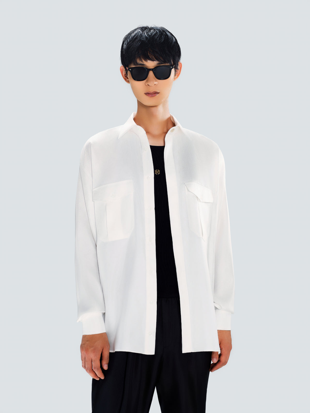 Oversized Silk Shirt in White by Maison Kargani