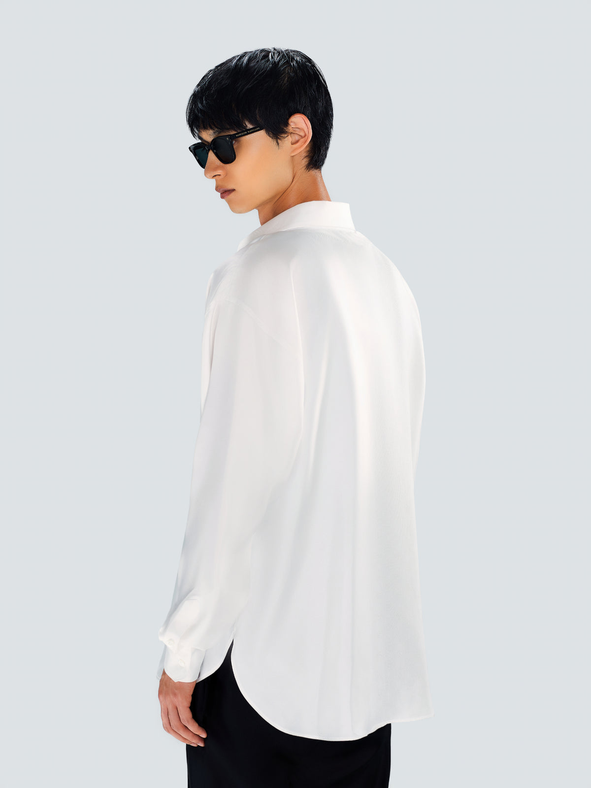 Oversized Silk Shirt in White by Maison Kargani