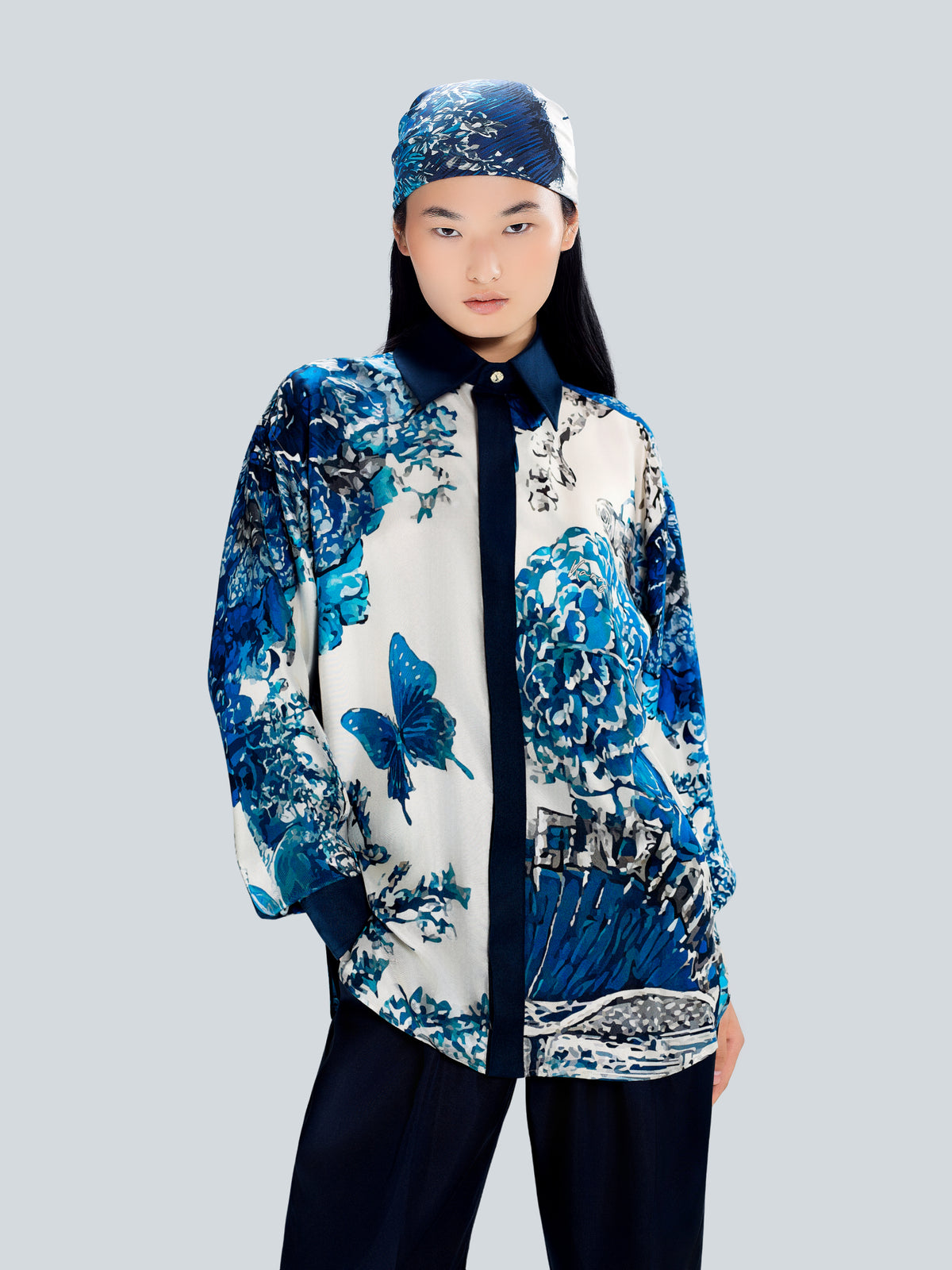 Portrait of Geisha Signature Oversized Silk Shirt by Maison Kargani