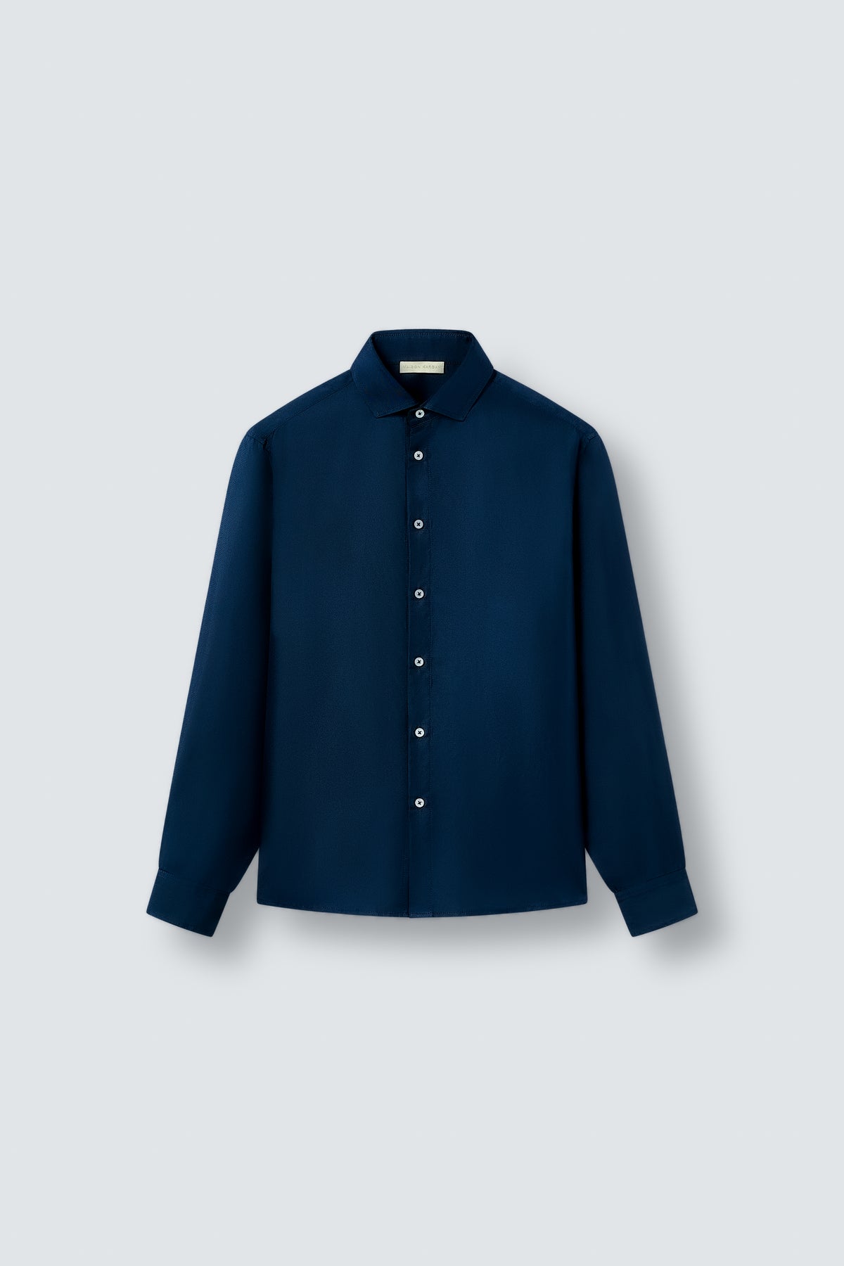 Tailored Silk Shirt in Navy Blue by Maison Kargani