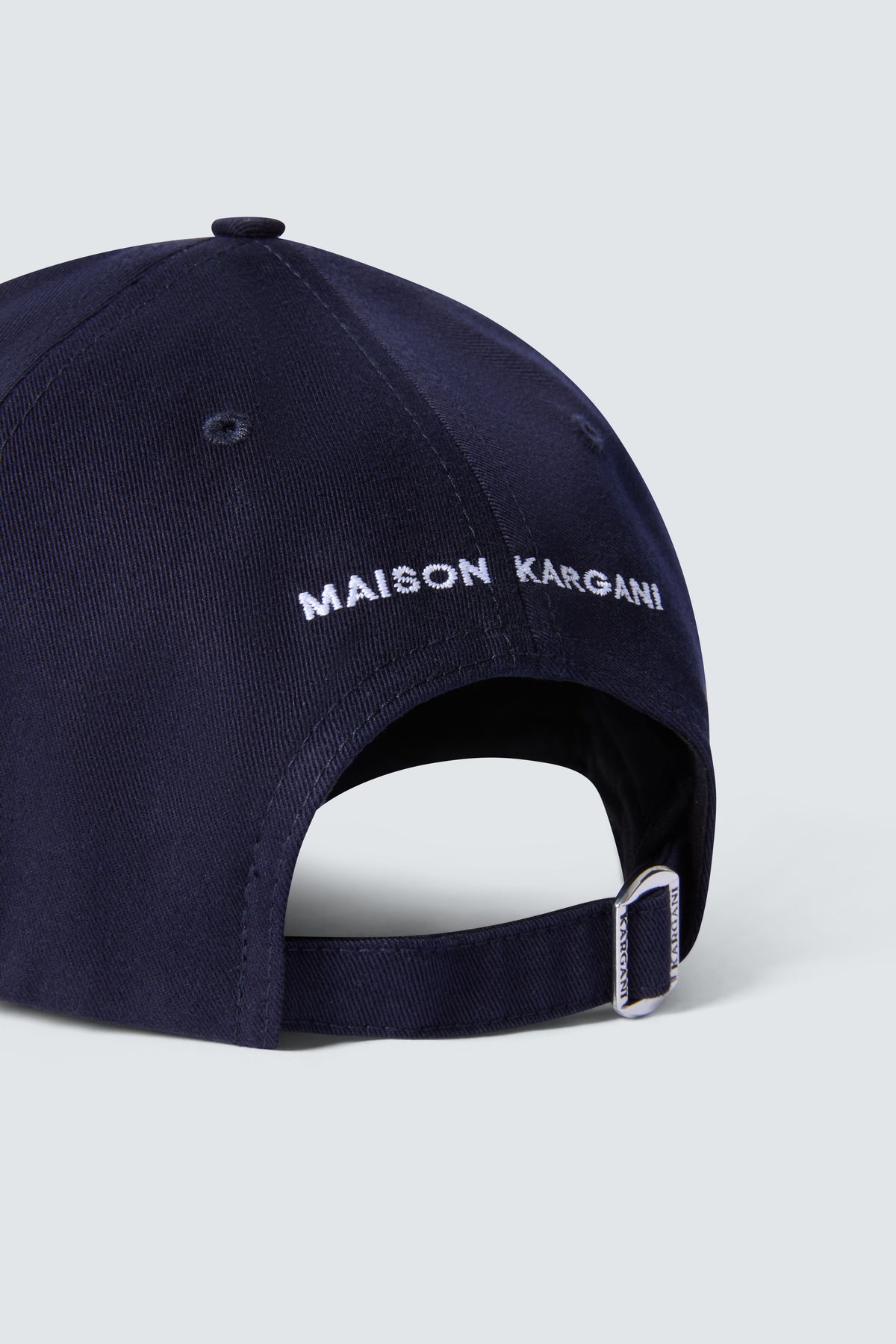 Signature Cotton Twill Baseball Cap in Navy Blue by Maison Kargani