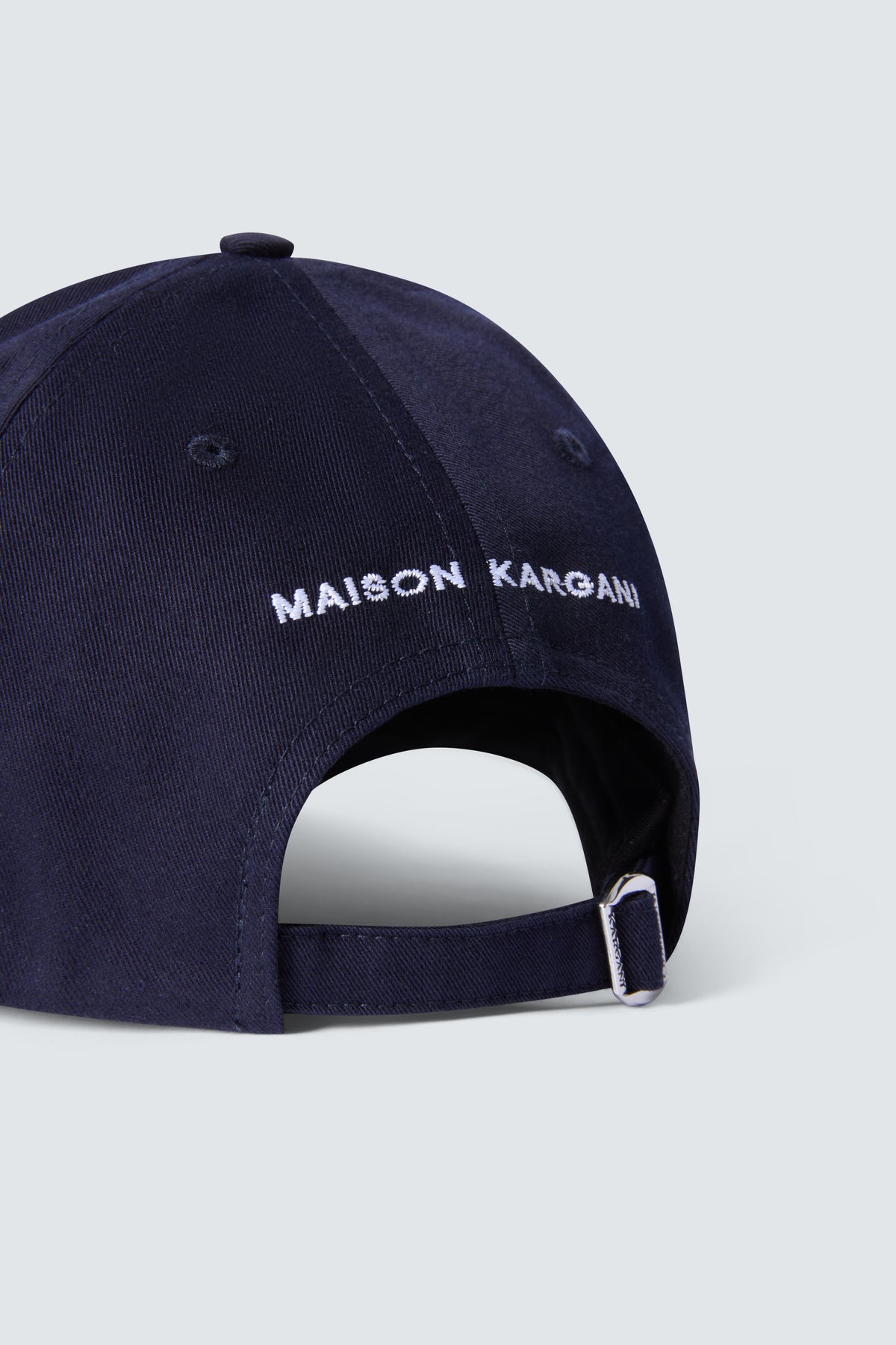 MK Monogram Cotton Twill Baseball Cap in Navy Blue by Maison Kargani