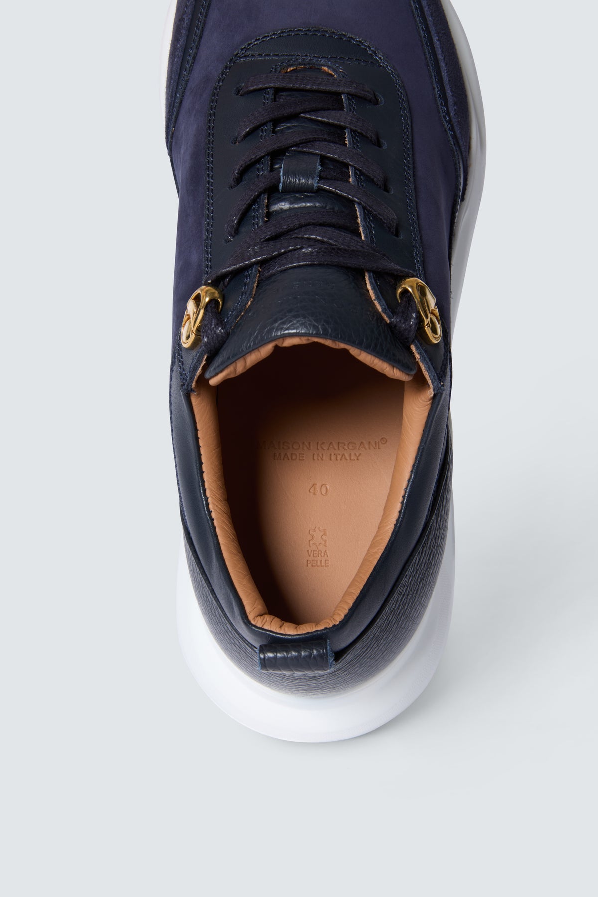 Stellar Nubuck Sneakers in Navy Blue by Maison Kargani