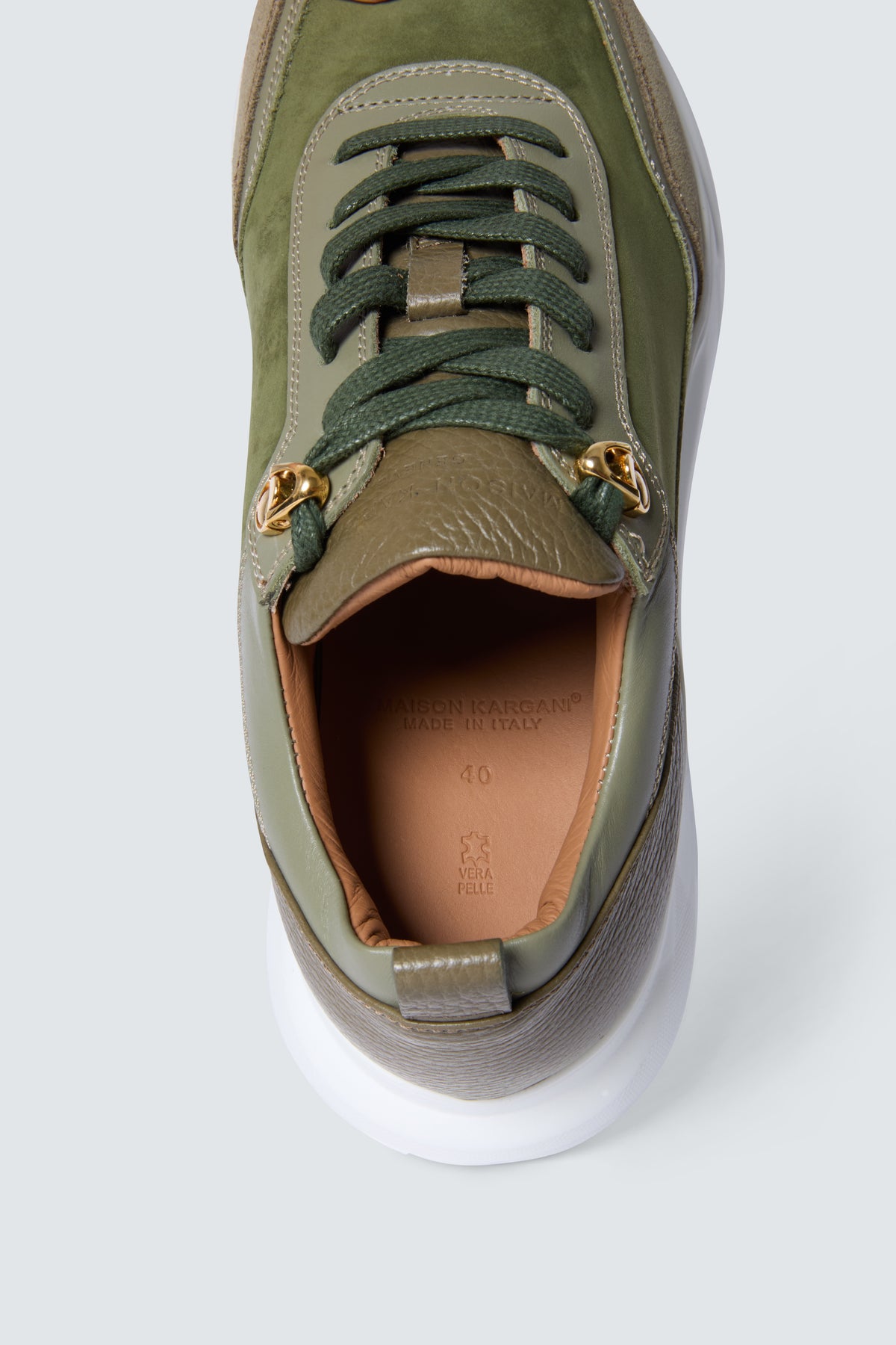 Stellar Nubuck Sneakers in Olive by Maison Kargani